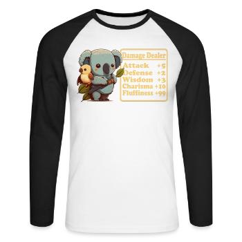 Un koala mignon infligeant des dégâts montre ses skis - T-shirt baseball manches longues Homme - blanc/noir - Devant - Nik (191cm)