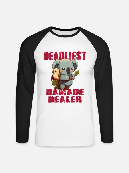 Tödlichster Schadenbringer Koalabär mit Vogel - Unisex Baseballshirt langarm - Weiß/Schwarz