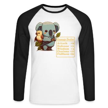 Koala mignon infligeant des dégâts avec des spectacles d’oiseaux - T-shirt baseball manches longues Homme - blanc/noir - Devant - Nik (191cm)