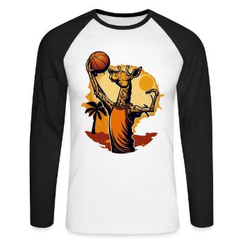 Giraffe spielt Basketball in der Sonne - Unisex Baseballshirt langarm - Weiß/Schwarz - Vorne - Nik (191cm)