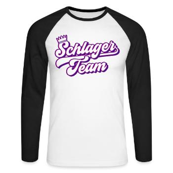 Schlager Team | Farben änderbar - Unisex Baseballshirt langarm - Weiß/Schwarz - Vorne - Nik (191cm)