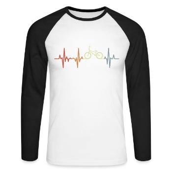 Retro BMX Herschlag - Unisex Baseballshirt langarm - Weiß/Schwarz - Vorne - Nik (191cm)