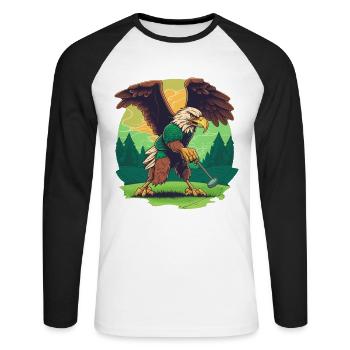 Golf-playing eagle - Unisex Long Sleeve Baseball T-Shirt - white/black - Front - Nik (191cm)