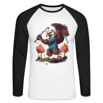 Eagle balance le club de golf - T-shirt baseball manches longues Homme - blanc/noir - Devant - Nik (191cm)
