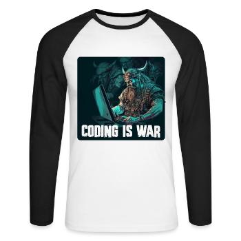 Programming Vikings - Unisex Long Sleeve Baseball T-Shirt - white/black - Front - Nik (191cm)