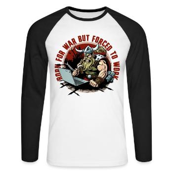 Viking admin with lettering - Unisex Long Sleeve Baseball T-Shirt - white/black - Front - Nik (191cm)