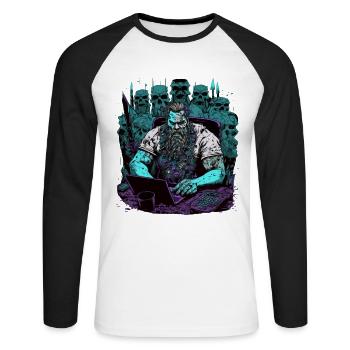 Admin Wiking programs computers - Unisex Long Sleeve Baseball T-Shirt - white/black - Front - Nik (191cm)