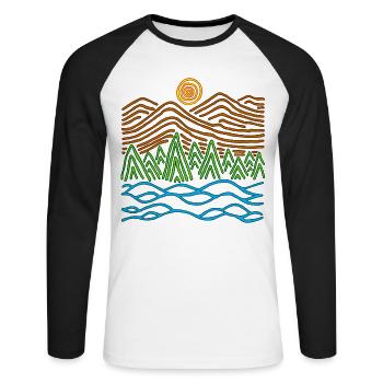 Seltsame Landschaft - Unisex Baseballshirt langarm - Weiß/Schwarz - Vorne - Nik (191cm)