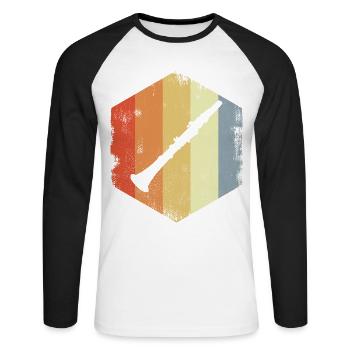 Vintage Clarinet Drawing - Unisex Long Sleeve Baseball T-Shirt - white/black - Front - Nik (191cm)