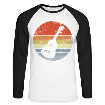 Vintage Ukulele Skizze - Unisex Baseballshirt langarm - Weiß/Schwarz - Vorne - Nik (191cm)