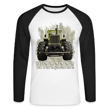 MB trac wrrrrrr - Unisex Baseballshirt langarm - Weiß/Schwarz - Vorne - Nik (191cm)