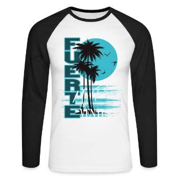 Fuerteventura Palm Sunset My Place Shirt - Unisex Long Sleeve Baseball T-Shirt - white/black - Front - Nik (191cm)