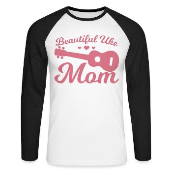Uke Mama - Unisex Long Sleeve Baseball T-Shirt - white/black - Front - Nik (191cm)