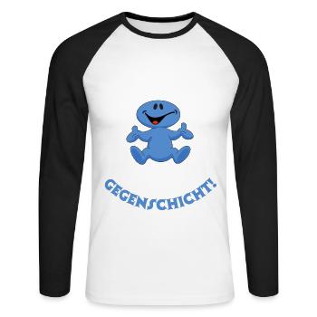 Keine Ahnung, war die andere Schicht/Gegenschicht - Unisex Baseballshirt langarm - Weiß/Schwarz - Vorne - Nik (191cm)