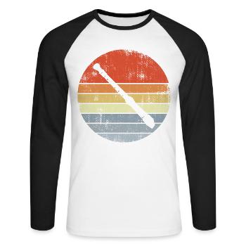 Dessin de flûte vintage - T-shirt baseball manches longues Homme - blanc/noir - Devant - Nik (191cm)