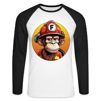 Firefighter / Monkey - Unisex Long Sleeve Baseball T-Shirt - white/black - Front - Nik (191cm)