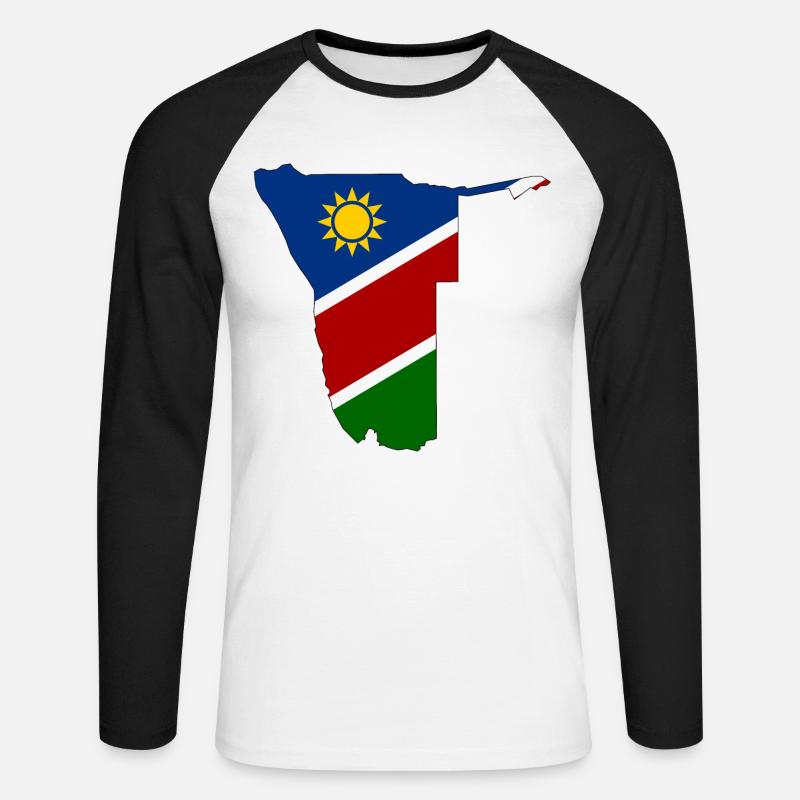 Namibia flag map - Unisex Long Sleeve Baseball T-Shirt - white/black