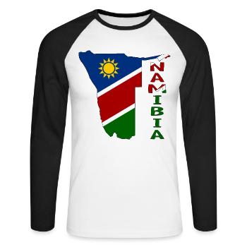 Namibia Landkarte Flagge - Unisex Baseballshirt langarm - Weiß/Schwarz - Vorne - Nik (191cm)