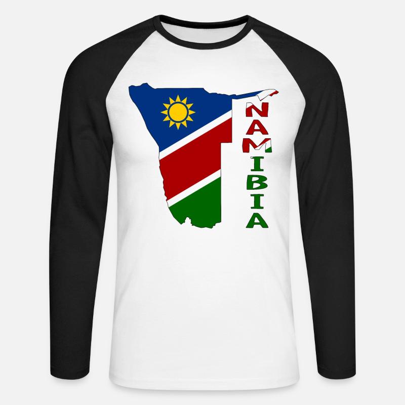 Namibia Map Flag - Unisex Long Sleeve Baseball T-Shirt - white/black