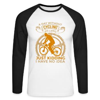 Cyclist Quote - Unisex Long Sleeve Baseball T-Shirt - white/black - Front - Nik (191cm)