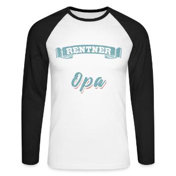 Ich bin kein Rentner ich bin Vollzeit Opa - Unisex Baseballshirt langarm - Weiß/Schwarz - Vorne - Nik (191cm)