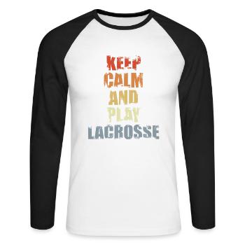 Playing lacrosse - Unisex Long Sleeve Baseball T-Shirt - white/black - Front - Nik (191cm)