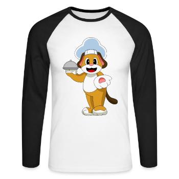 Cuisine pour chiens Cuisine Cloche de service - T-shirt baseball manches longues Homme - blanc/noir - Devant - Nik (191cm)