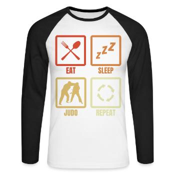 Manger Dormir Judo Répéter - T-shirt baseball manches longues Homme - blanc/noir - Devant - Nik (191cm)