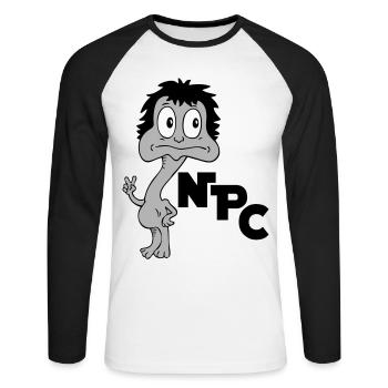 Sprüche Lustige Comic NPC - Unisex Baseballshirt langarm - Weiß/Schwarz - Vorne - Nik (191cm)