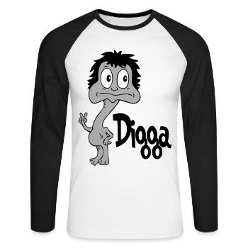 Sprüche Lustige Comic Digga - Unisex Baseballshirt langarm - Weiß/Schwarz - Vorne - Nik (191cm)