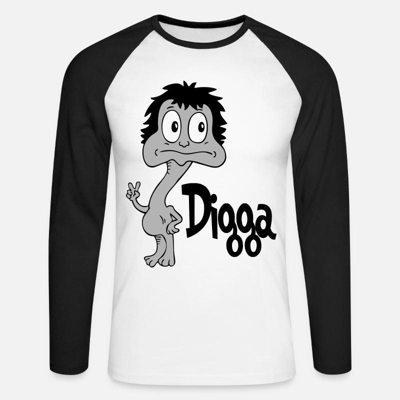 Sprüche Lustige Comic Digga - Unisex Baseballshirt langarm - Weiß/Schwarz