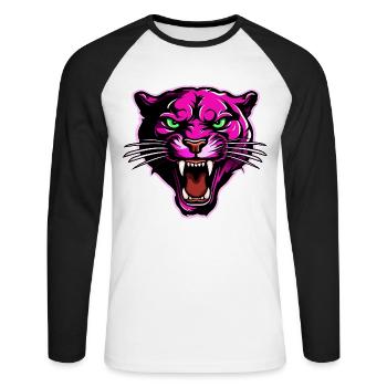 Panther Head Pink - Unisex Long Sleeve Baseball T-Shirt - white/black - Front - Nik (191cm)