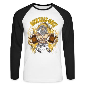 Bierzelt Gott Biertrinker Geschenk - Unisex Baseballshirt langarm - Weiß/Schwarz - Vorne - Nik (191cm)