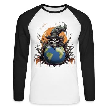 Der Tod der Erde Umweltschutz Planet - Unisex Baseballshirt langarm - Weiß/Schwarz - Vorne - Nik (191cm)