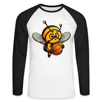Basketball Bee - T-shirt baseball manches longues Homme - blanc/noir - Devant - Nik (191cm)