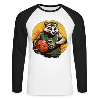 Blaireau de basket-ball - T-shirt baseball manches longues Homme - blanc/noir - Devant - Nik (191cm)