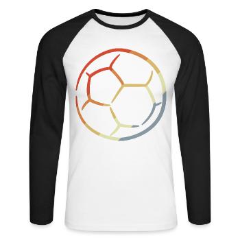 Ballon de handball vintage - T-shirt baseball manches longues Homme - blanc/noir - Devant - Nik (191cm)