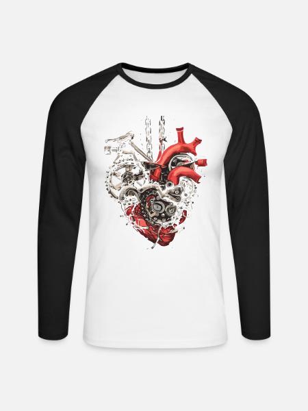 Bicycle Mechanic Heart - Bicycle Lovers - Unisex Long Sleeve Baseball T-Shirt - white/black