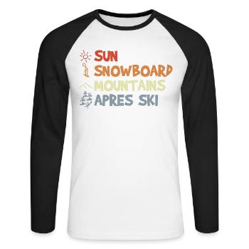 Vintage Snowboard - Unisex Long Sleeve Baseball T-Shirt - white/black - Front - Nik (191cm)
