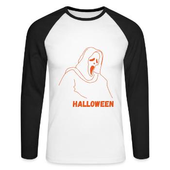 J' peux pas j'ai Halloween - T-shirt baseball manches longues Homme - blanc/noir - Devant - Nik (191cm)
