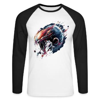 Alien Creature Planet Sci-Fi - Unisex Long Sleeve Baseball T-Shirt - white/black - Front - Nik (191cm)