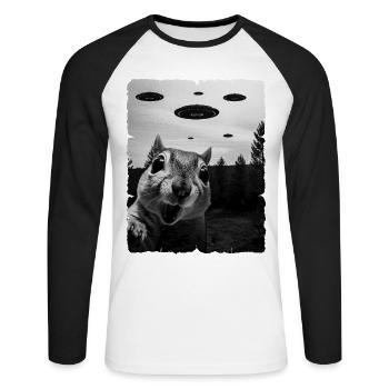 Squirrel Alien Invasion Uap Weirdcore - Unisex Long Sleeve Baseball T-Shirt - white/black - Front - Nik (191cm)