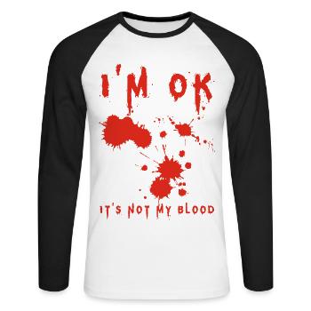 I'm Fine (Englisch) - Unisex Baseballshirt langarm - Weiß/Schwarz - Vorne - Nik (191cm)