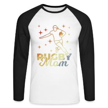 Rugby Mom - Unisex Long Sleeve Baseball T-Shirt - white/black - Front - Nik (191cm)