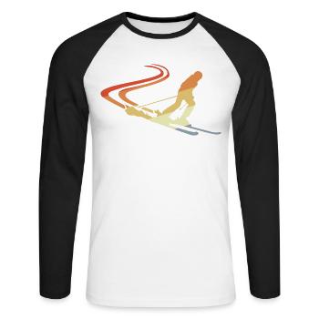 Funny Skier Drawing - Unisex Long Sleeve Baseball T-Shirt - white/black - Front - Nik (191cm)