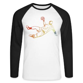 Joueur de handball rétro - T-shirt baseball manches longues Homme - blanc/noir - Devant - Nik (191cm)