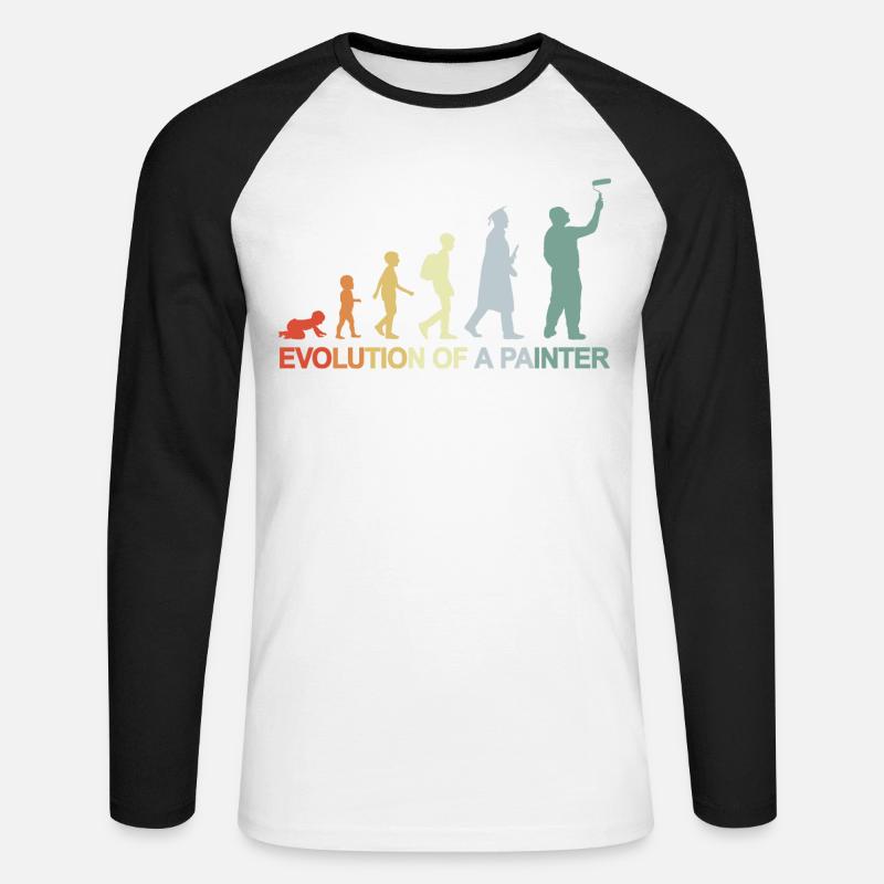 Painter Varnisher Evolution - Unisex Long Sleeve Baseball T-Shirt - white/black