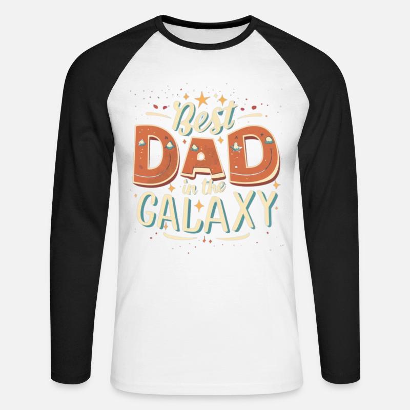 Bester Papa in der Galaxie - Unisex Baseballshirt langarm - Weiß/Schwarz