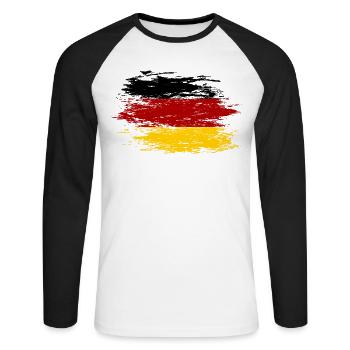 Germany flag used - Unisex Long Sleeve Baseball T-Shirt - white/black - Front - Nik (191cm)