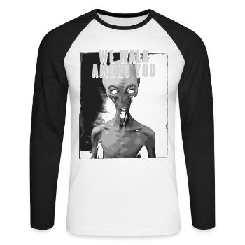 We Walk Among You Außerirdischer Geschenk Weltraum - Unisex Baseballshirt langarm - Weiß/Schwarz - Vorne - Nik (191cm)